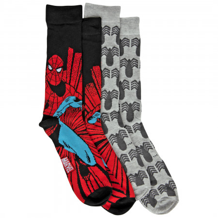 Spider-Man Character and Classic Symbols 2-Pair Pack of Crew Socks